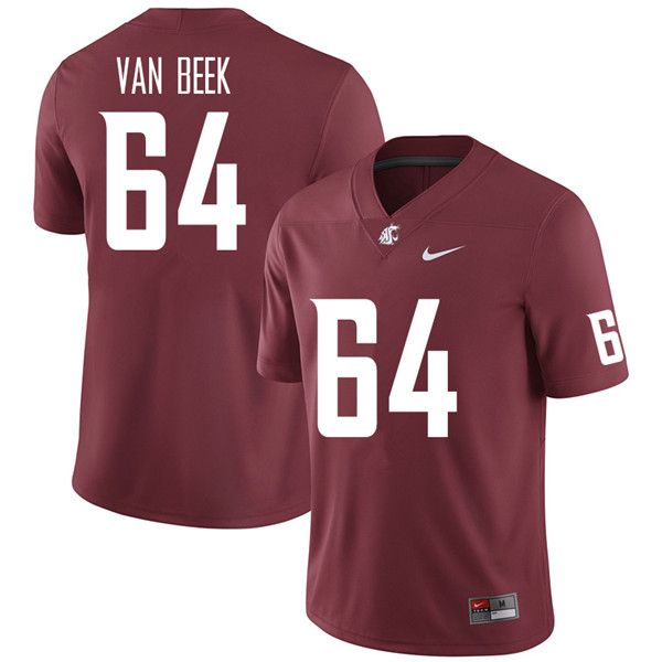 Men #64 Michael Van Beek Washington State Cougars College Football Jerseys Sale-Crimson